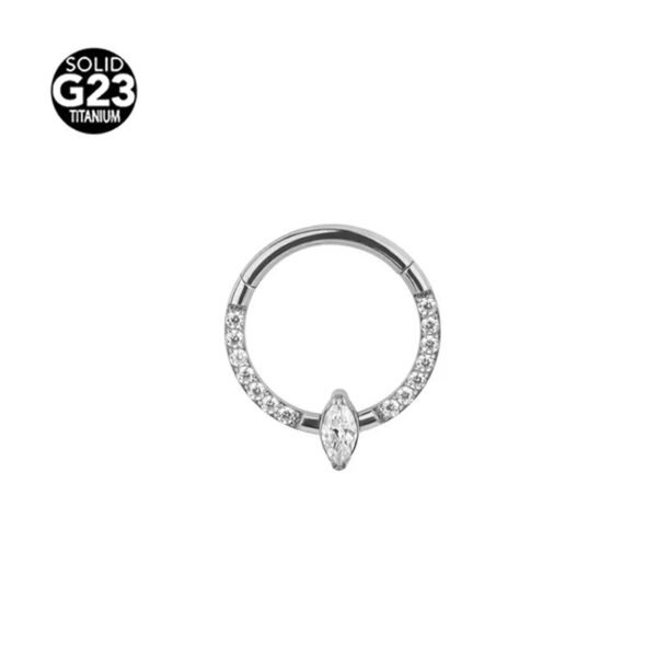 F126 Titanium Alloy, 8/10mm, 1.2mm Diameter, Piercing, Nose Ring, Ear, Clicker, Geometric, Zirconia.