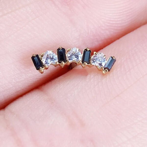 G23 Titanium, Ear, Stud, Cloud, Ladder, Set With Heart Shaped, Zirconia, Piercing, Jewellery, Lip, Curved, Dainty, Flat Back