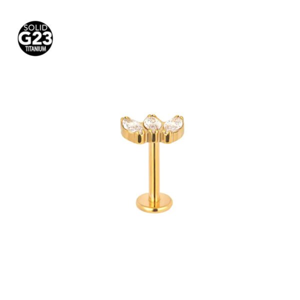 picture_1d5edd5d-3954-4528-9186-85269a191e71(2) Titanium F136 Crown, Ear Cartridge, Lip, Vertical Labret, Stud, Earrings, Horse Eye, Zirconia, Piercing Body Jewellery, Unisex, Internal Thread, Flat back.