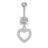 G23 Titanium, Belly Bar, White Gold Plated, Heart, Flower, Butterfly, Dangle, Navel, Barbell, Elegant, Banana Bar