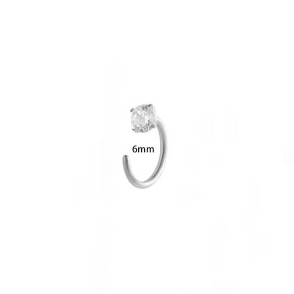 G23/F136 Titanium Alloy Inlaid Zircon C-Shaped 0.8mm Coil Nose Ring Cartilage Earrings Piercing Jewelry