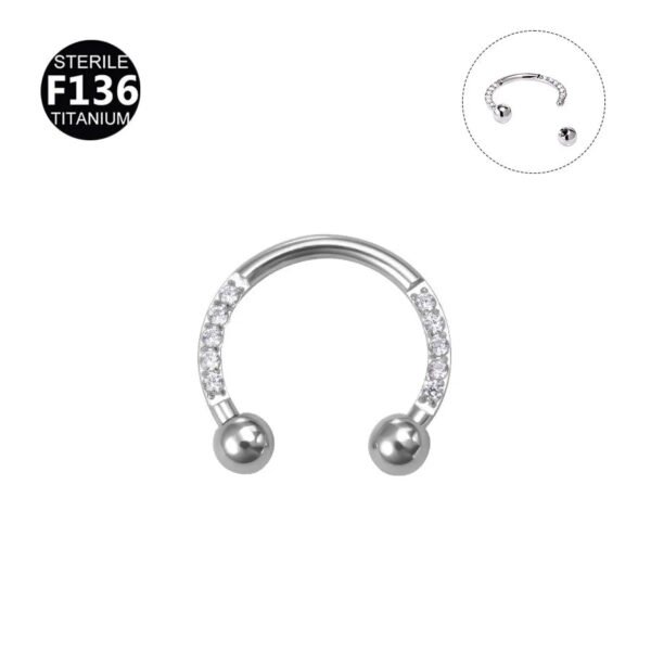 F136 Titanium Alloy, Nose, Ring, Ear, Brow, Stud, Zirconia, Embedded, C-Shape, Hoof, Bar, Piercing, Body, Jewellery, U-Shaped