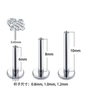 Titanium Alloy F136 Cat Claw Lip Studs Floral Implant Grade Human Piercing Jewelry Polished Finish Anniversary Birthday Party Festive