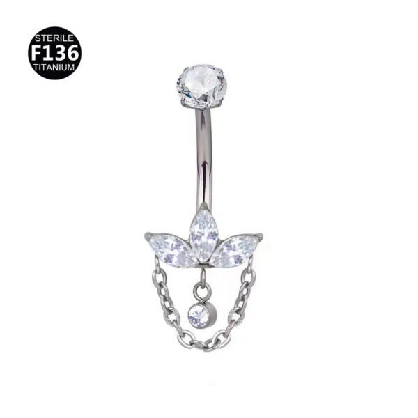 F136 Titanium Alloy Chain, Navel, Button Belly, Banana, Bar, Cultivated Diamond, Unisex, Geometric, Dangle, Screw, Zirconia, Inlay, Droplet, Chain, ⛓️