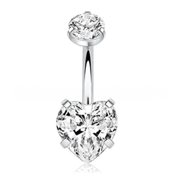 Titanium Heart Shaped Belly Button Ring Set With 5A Zirconia Heart G23 Titanium Alloy Body Piercing Jewelry Unisex