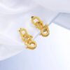 18K Gold Plated Titanium Steel Unique Women's Hoop Earrings Pendant Studs Geometric Cross