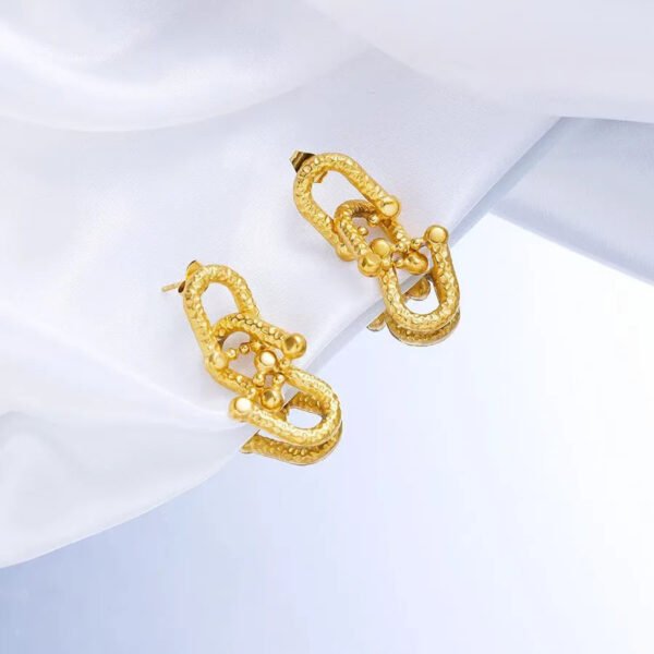 18K Gold Plated Titanium Steel Unique Women's Hoop Earrings Pendant Studs Geometric Cross