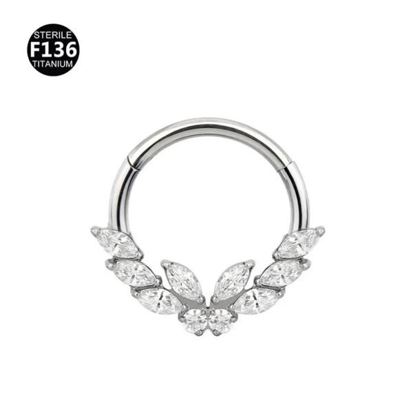 Titanium Alloy F136 Nose Ring Ear Cuff Piercing Jewelry Golden Butterfly Wings Crown Design Sparkling Unisex Geometric Pattern