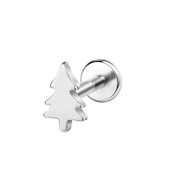 Titanium Alloy F136 G23 Four Leaf Clover Pinecone Inner Tooth Flat Bottom Ear Bone Nail Simple Style Classic Polished Finish