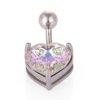 1Pcs Fashion Zircon Navel Ring Stainless Steel Heart Round Claw Shaped Shiny Navel Ring Navel Button Body Piercing Jewelry