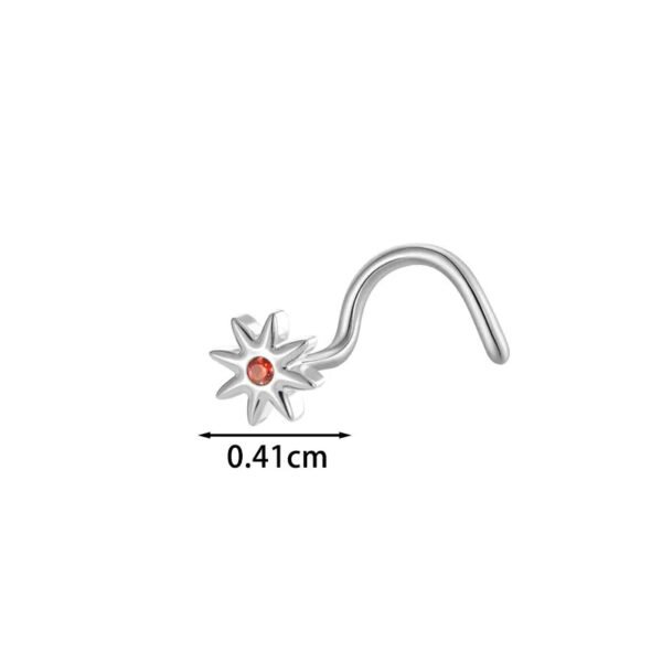 G23/F136 Titanium Alloy Inlaid Zircon Flower Heart S Rod Nose Stud Fashion Versatile Trendy Piercing Jewelry