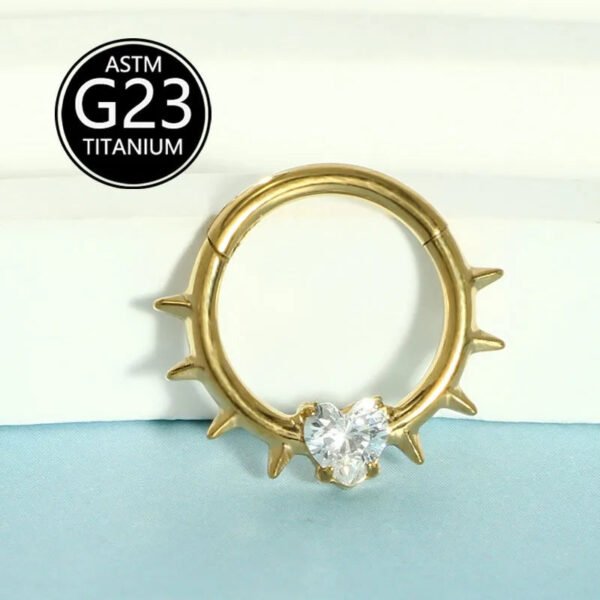 Cool Sweet Style Titanium Studs Nose Ring Punk Street Fashion G23 Titanium Embedded Heart Zirconia Unisex Personality Accessory