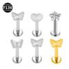 F136 Titanium Alloy, Butterfly, Knot, Heart Leaf, Star, Ear Cartridge, Lip, Stud, Vertical Labret, Geometric, Body Piercing Jewellery.