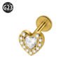 G23 Titanium Alloy Opal Flat Back Piercing Earrings Heart Sun Inlaid Zircon Elegant Hanging Pendant Romantic Classic Jewelry Daily Wear Lip Stud Earrings