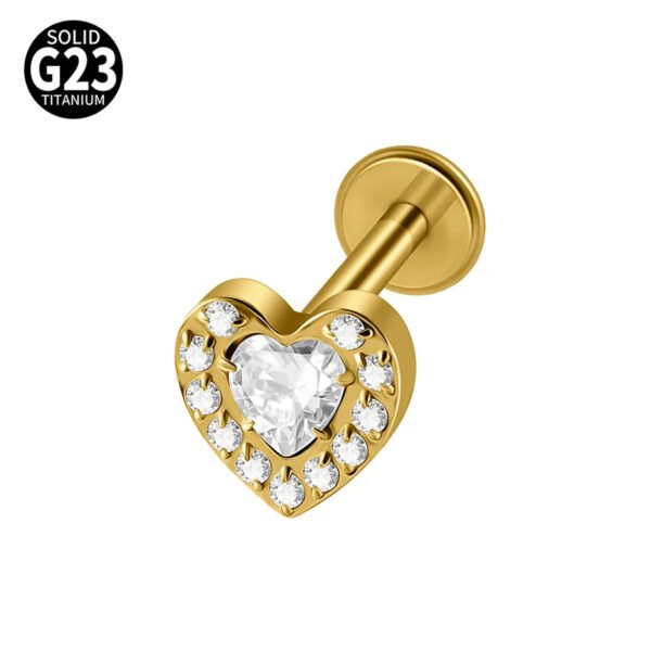 G23 Titanium Alloy Opal Flat Back Piercing Earrings Heart Sun Inlaid Zircon Elegant Hanging Pendant Romantic Classic Jewelry Daily Wear Lip Stud Earrings