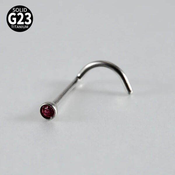 G23 Titanium, Screw, S Shape, Nose, Stud, Ring, Inlay Opal, Zircon, Colourful.