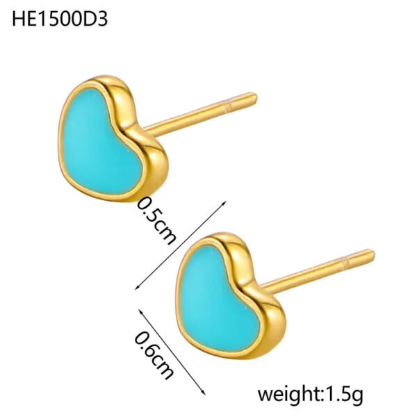 picture_2978cfc8-fa36-47e8-a89c-3782be6163f1(2) Heart Shaped, 14K Gold Plated, Titanium, Oil Drop, Enamel, Simple, Handmade, Colorful, Peach, Heart Earring, Cute, Sweet, Dainty, Lovely, Single.