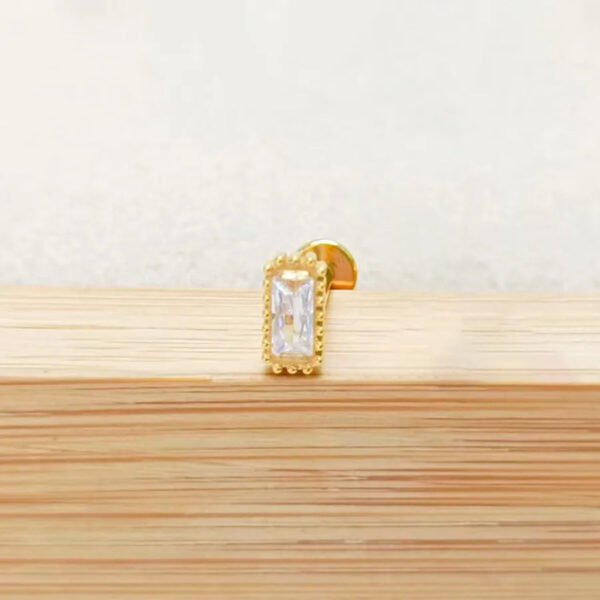 F136 Titanium Alloy Square Colorful Zirconia Pendant Exquisite Ear Bone Studs Piercing Jewelry Factory Geometric Pattern Unisex