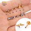 Titanium Piercing Studs – Scissors, Star, Moon, Lightning & Deer (14k Gold Plated) – Labrets, Flat back, Monroe, internal thread.