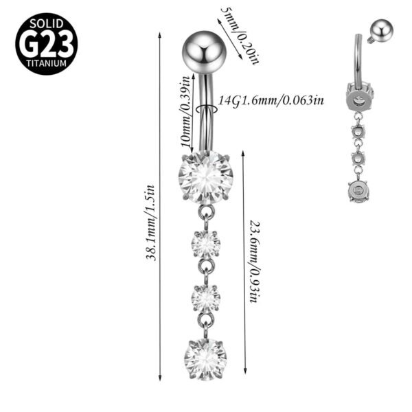 1 Piece Belly Rings Casual Cute Hawaiian Round G23 Titanium Zircon Polishing Plating Zircon PVD Coated 18K Gold Plated Belly Rings