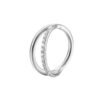 Seamless Titanium Alloy Nose Ring With Zirconia Stones Diagonal Two-Circle Piercing Jewelry Fashionable In