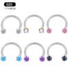 G23 Titanium Material Zircon Stone Nose Septum Ring Threaded Open Ring Piercing Jewelry For Men And Women Wedding Birthday Party Festival