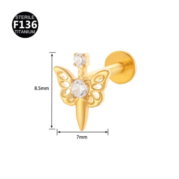 Fresh Titanium Alloy Piercing Jewelry Star Moon Butterfly Geometric Pattern Fashionable Unisex Lip Stud Ear Bone Stud