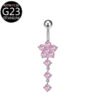Implant Grade Titanium Flower Heart Dangly Belly Bar – Dainty Zirconia Navel Piercing, Hypoallergenic & Stylish