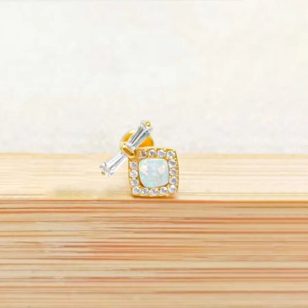 F136 Titanium Alloy Square Colorful Zirconia Pendant Exquisite Ear Bone Studs Piercing Jewelry Factory Geometric Pattern Unisex