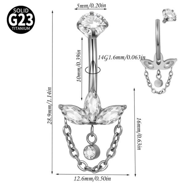 1 Piece Belly Rings Casual Cute Hawaiian Round G23 Titanium Zircon Polishing Plating Zircon PVD Coated 18K Gold Plated Belly Rings