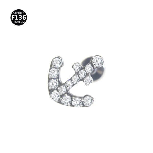 F136 Titanium Anchor Pendant Internal Thread Lip Stud Moon Maple Leaf Smiley Face Pendant Zircon Earring Lip Ring 0.9 Thread