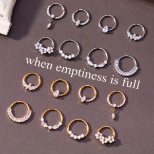 Satan's Child Piercing Mermaid Titanium Alloy Zircon Nose Stud Gold-Plated Geometric Water Drop Heart-Shaped Sweet Cool Hot Girl Piercing Nose Ring Seamless Ring