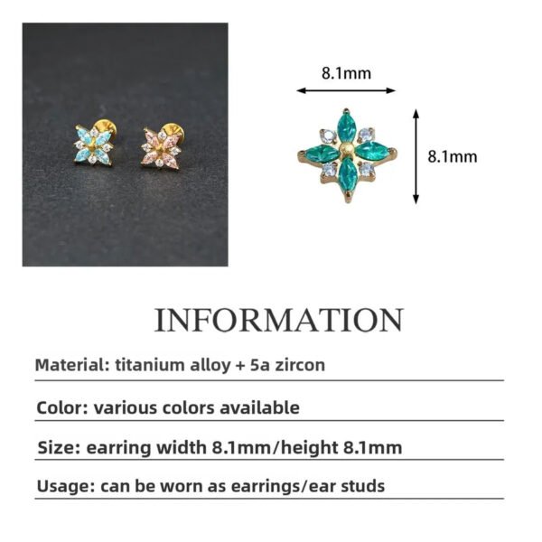 picture_320d1327-3f98-482b-9a57-39071aa55ab7(2) G23 Titanium, Star Shape, Ear, Stud, Piercing, Jewellery, Zirconia, Lip, Dainty, Elegant, Flat Back