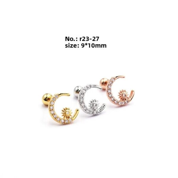 picture_32a4a275-5baa-4a77-af39-9c6cf8a70237(2) New Style Minimalist Mini Micro Paved Crystal Moon Tooth Earrings Titanium Steel Wedding Jewelry Unisex Letter Number Text