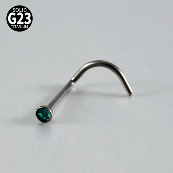 G23 Titanium, Screw, S Shape, Nose, Stud, Ring, Inlay Opal, Zircon, Colourful.
