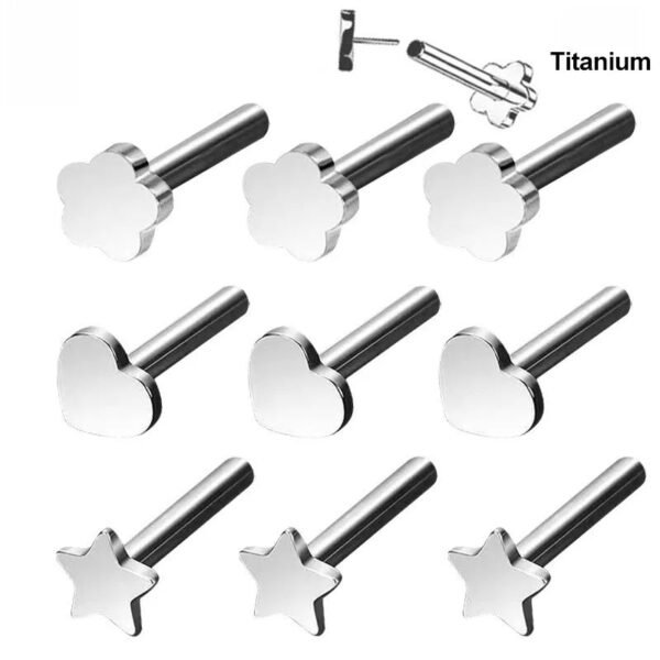 Titanium Alloy F136 Piercing, Ear, Stud, Lip, Heart, Plum Blossom, Star, Threadless