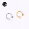 F136 Titanium Alloy, Nose, Ring, Ear, Brow, Stud, Zirconia, Embedded, C-Shape, Hoof, Bar, Piercing, Body, Jewellery, U-Shaped