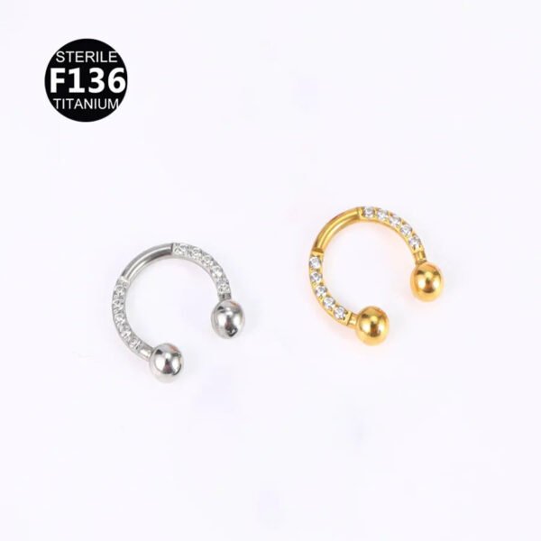 F136 Titanium Alloy, Nose, Ring, Ear, Brow, Stud, Zirconia, Embedded, C-Shape, Hoof, Bar, Piercing, Body, Jewellery, U-Shaped