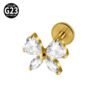 G23 Titanium Trendy Tulip Gold Steel Color Flat Back Pierced Earrings Butterfly Windmill Inlaid Zircon Elegant Romantic Jewelry Lip Stud Earrings