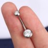 Double Head Titanium Alloy Inner Thread Zircon Navel Piercing Body Jewelry Czech Crystal Belly Ring Unisex Geometric Pattern