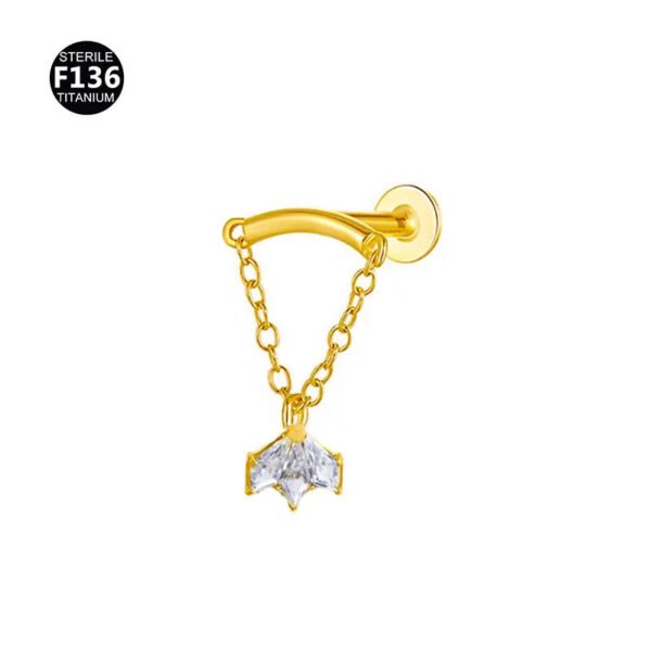 F136 Titanium, Alloy, Hidden Helix, Chain, Pendant, 0.9, Piercing Jewellery, Ear Cartridge, Stud, Lip, Vertical Labret, Flat Back, Drop, Earring, Unisex, Flower, Triangle.