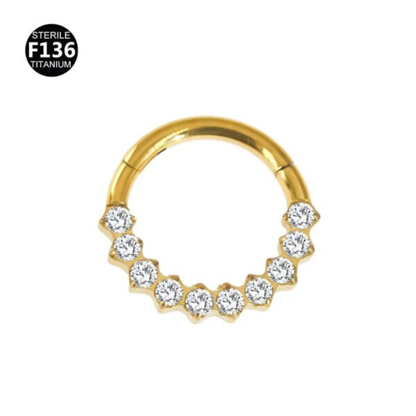 Titanium Alloy F136 Nose Ring Ear Cuff Piercing Jewelry Golden Butterfly Wings Crown Design Sparkling Unisex Geometric Pattern