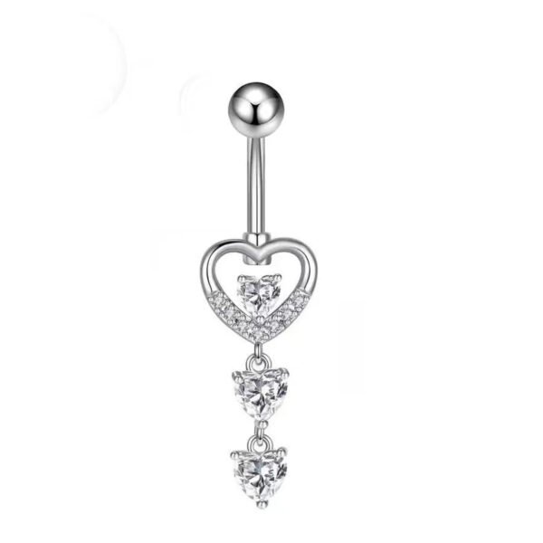 G23 Titanium, Belly Bar, White Gold Plated, Heart, Flower, Butterfly, Dangle, Navel, Barbell, Elegant, Banana Bar