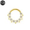G23 Titanium, F136 Titanium Alloy, Inlay, Zircon, 14K Gold Plated, White Gold, Ear, Cartilage, Conch, Nose, Septum, Ring, Elegant, Glam, Snowflake.