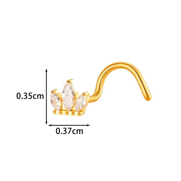 G23/F136 Titanium Alloy Inlaid Zircon Flower Heart S Rod Nose Stud Fashion Versatile Trendy Piercing Jewelry