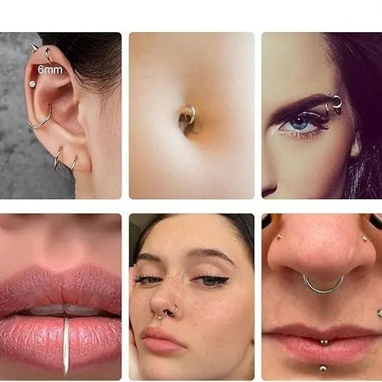 Titanium G23 Seamless Closure Piercing Hoops Fashionable Unisex Polished Finish Circular Pattern Ear Nose Lip Rings Jewelry