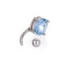 1Pcs Fashion Zircon Navel Ring Stainless Steel Heart Round Claw Shaped Shiny Navel Ring Navel Button Body Piercing Jewelry