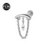 F136 Titanium, Alloy, Hidden Helix, Chain, Pendant, 0.9, Piercing Jewellery, Ear Cartridge, Stud, Lip, Vertical Labret, Flat Back, Drop, Earring, Unisex, Flower, Triangle.