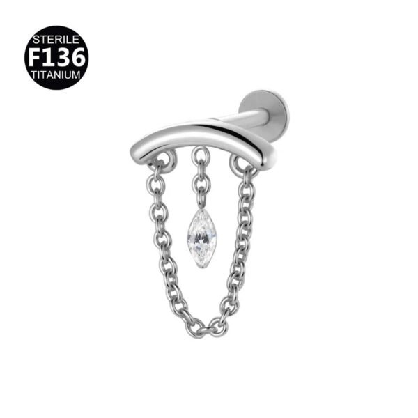 F136 Titanium, Alloy, Hidden Helix, Chain, Pendant, 0.9, Piercing Jewellery, Ear Cartridge, Stud, Lip, Vertical Labret, Flat Back, Drop, Earring, Unisex, Flower, Triangle.