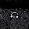 G23 Titanium Material Zircon Stone Nose Septum Ring Threaded Open Ring Piercing Jewelry For Men And Women Wedding Birthday Party Festival